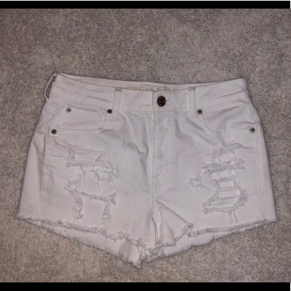 White cutoff jean shorts